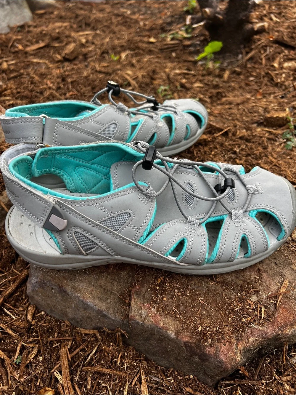Eddie Bauer Grey and Teal Outdoor Sport Sandals